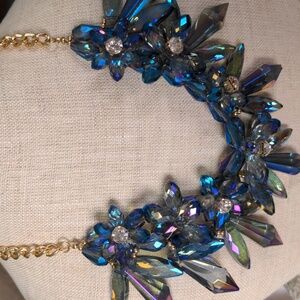 Crystal Blue Statement Necklace, Big, Blingy, Fun, Sparkle, Party, Costume, New